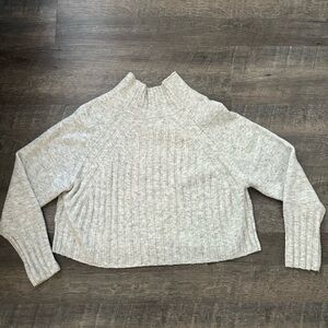 Topshop Grey Mockneck Cropped Sweater
